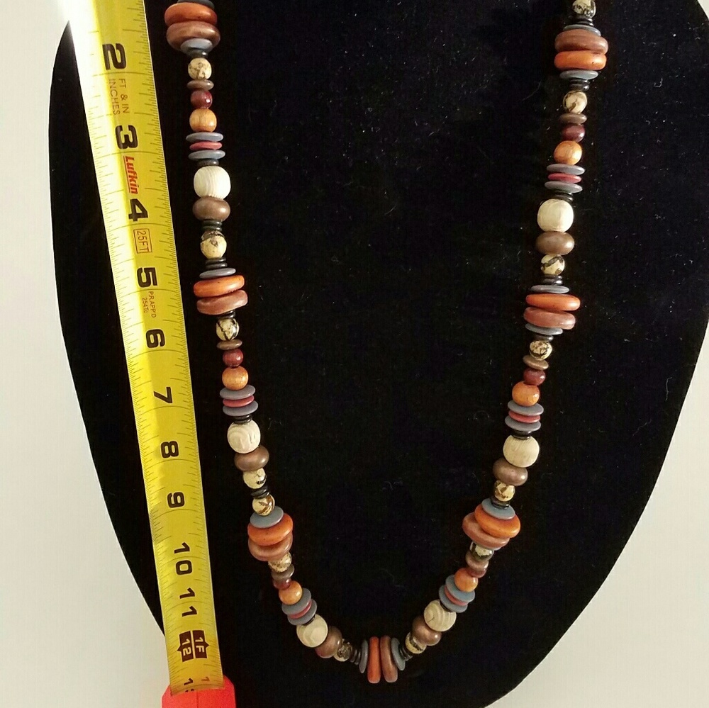 Vintage 24 Inch Wooden Multi Color Bead Necklace - Picture 6 of 6